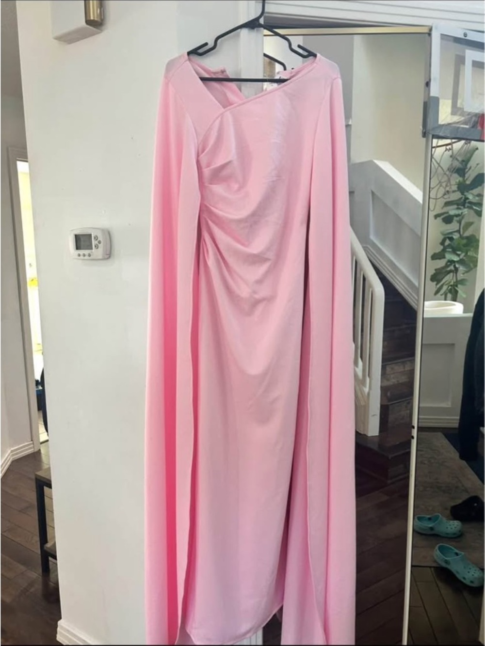 Elegant Pink Draped Gown